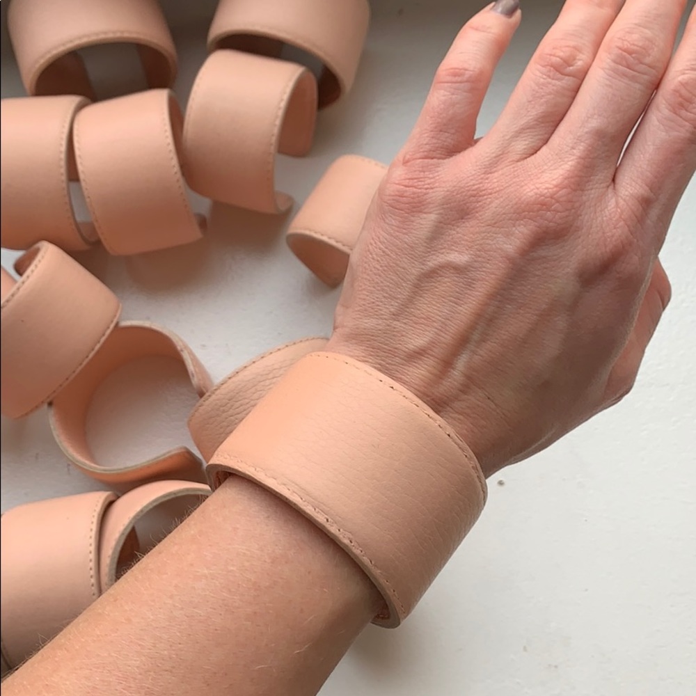 Genuine Leather Blush Adjustable Cuff bangle
